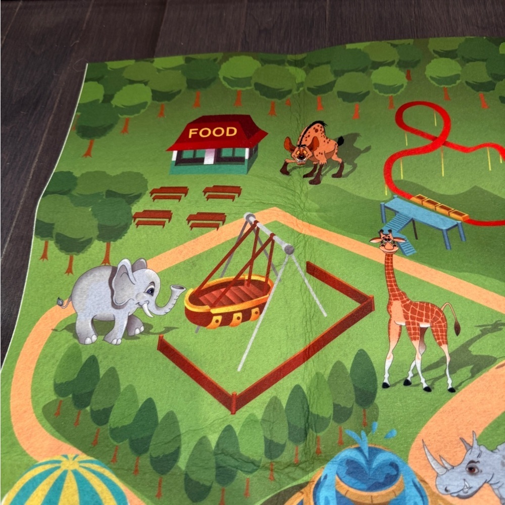 Colorful Zoo Themed Play Mat for Imaginative Play Kids Toddlers - Picture 2 of 7